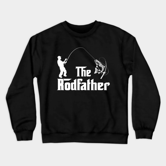 The Rodfather Funny Fishing Gift for Fisherman Crewneck Sweatshirt by DragonTees